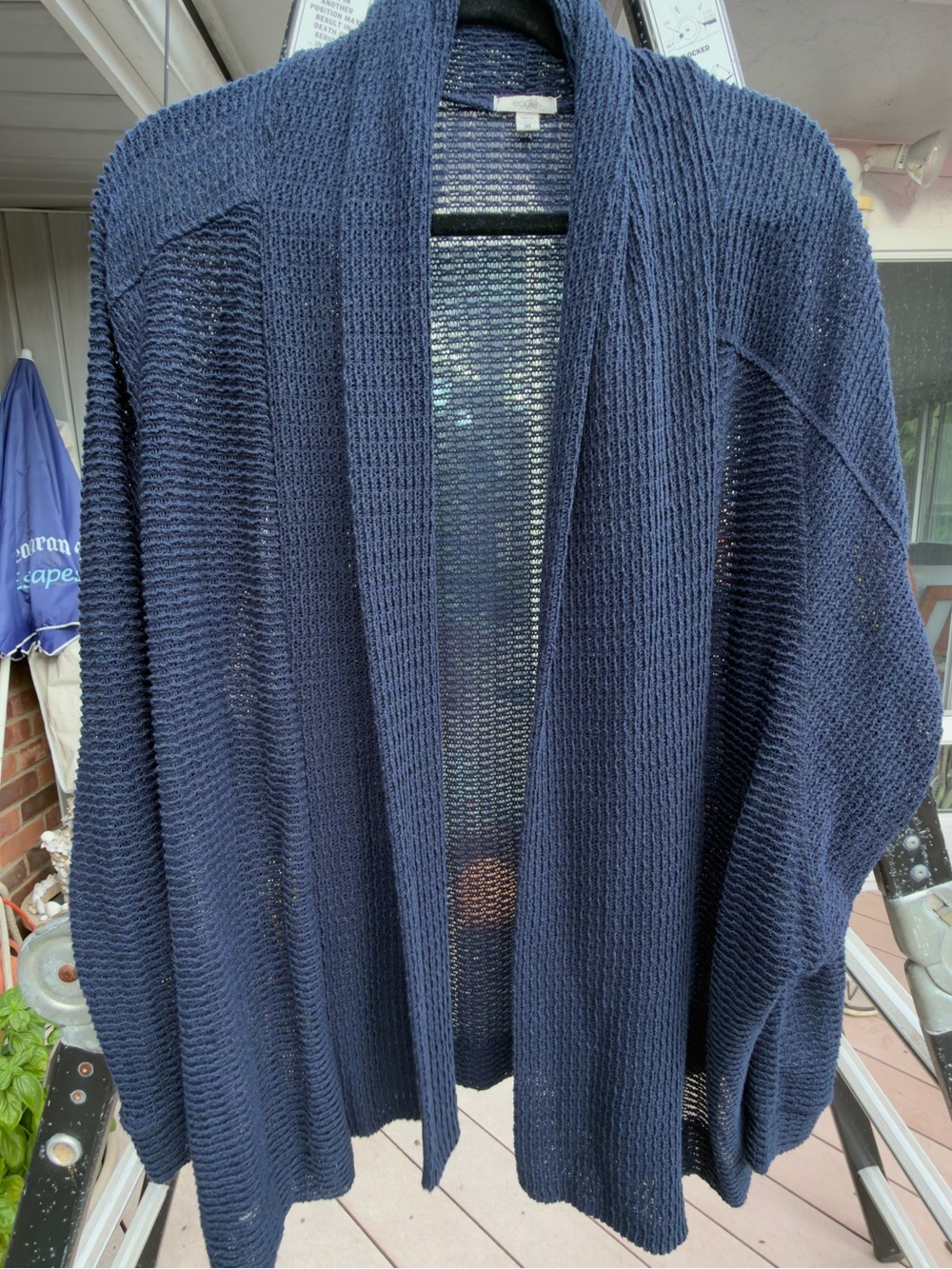 Ecote Navy Knit Waffle Cardigan